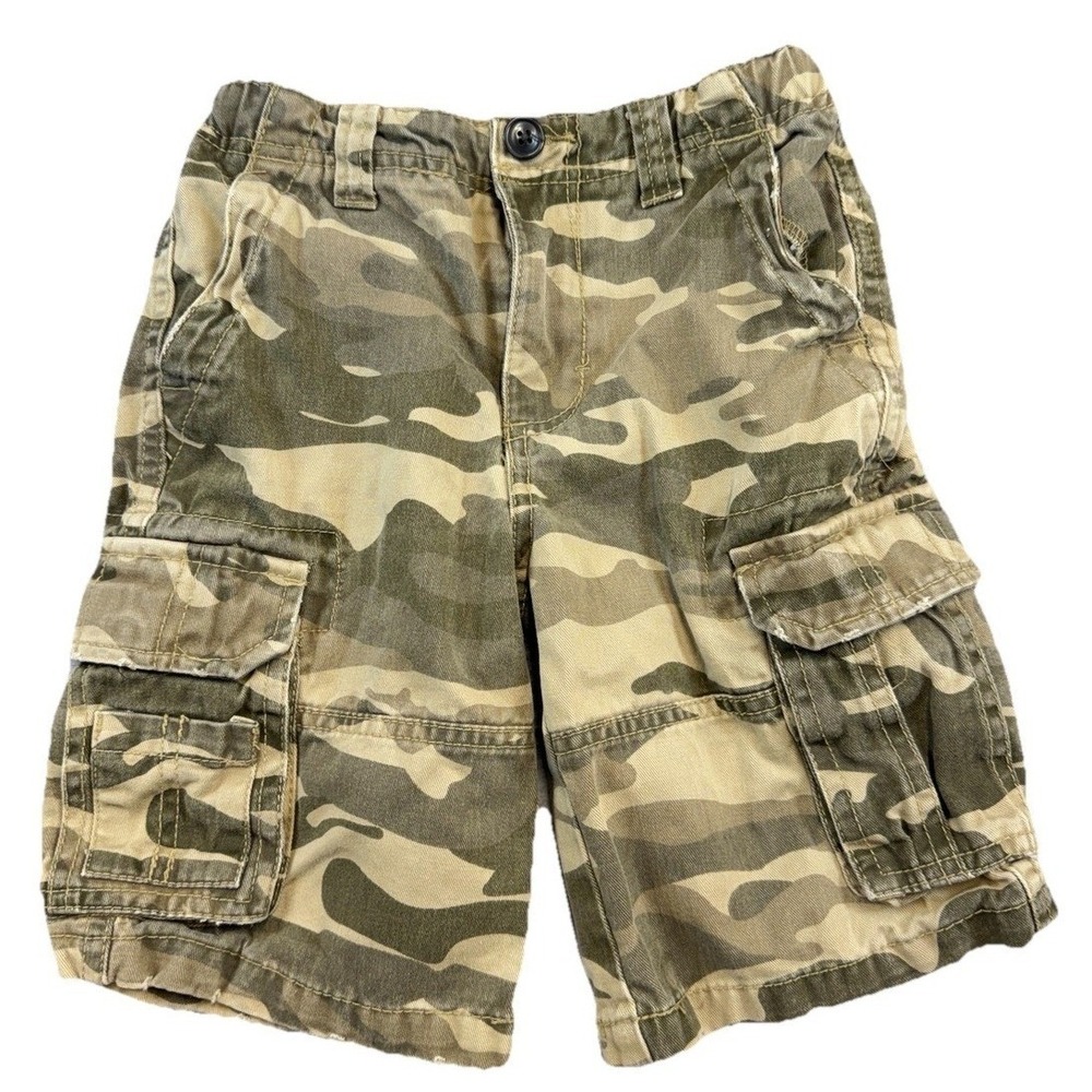 Cherokee Boy's Green Camo Cargo Shorts Size 5 100% Cotton American Classic